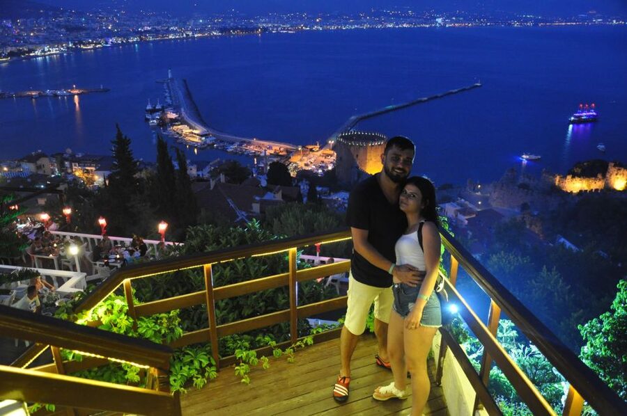 Alanya: Evening Jeep Tour with Sunset Boat Trip and Dinner - Alanya after dark and the fireworks stop