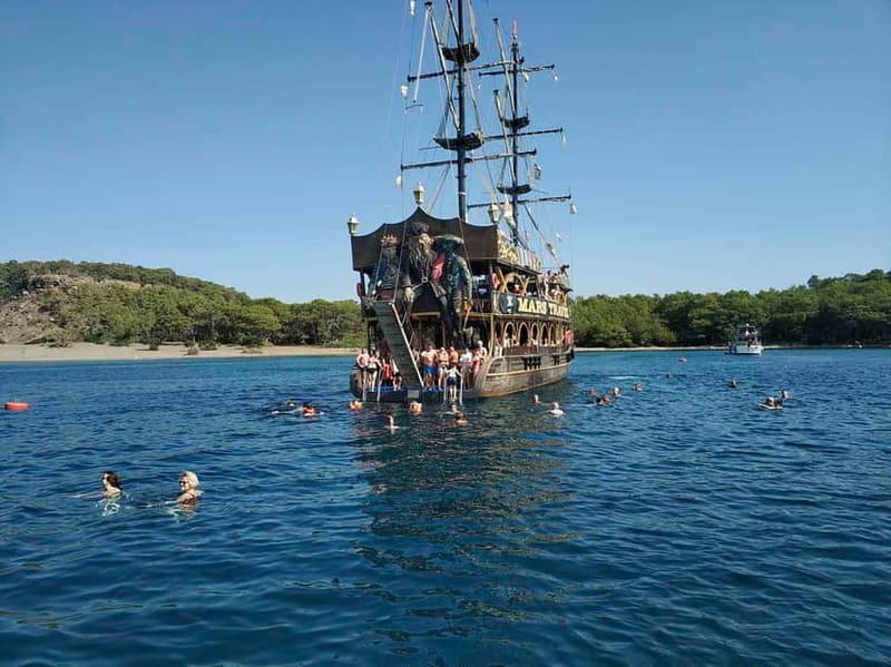 Alanya: Pirate Boat Trip with Meal, Drinks and Pickup Option - The first swim stop and the Alanya coastline