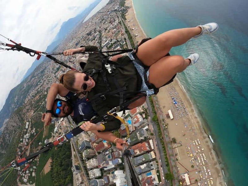 Alanya: Tandem Paragliding Experience with Video Option - Cleopatra Beach from above