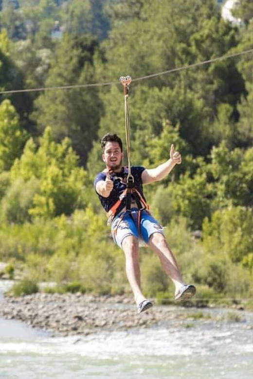 Antalya Rafting, Buggy/Quad, Zipline & Lunch with Swim Break - Ziplining above the canyon