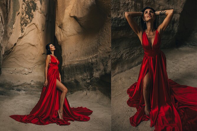 Cappadocia Photoshooting with Flying Dress - Love Valley in the golden morning light