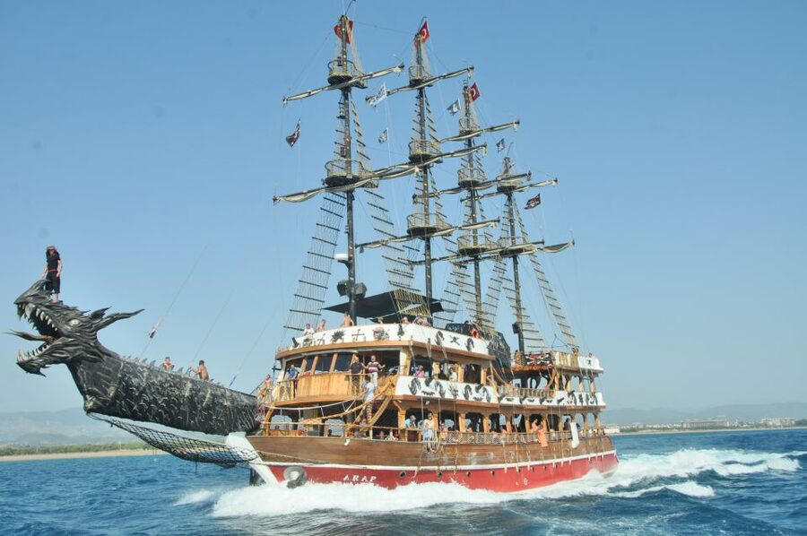 City of Side: Dolphin Island Boat Tour with BBQ & Foam Party - Grilled Chicken or Fish Served on Board