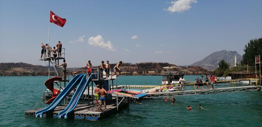 City of Side: Green Canyon Jeep Tour, Boat Trip & Waterfall - The Green Lake boat cruise and swimming stop
