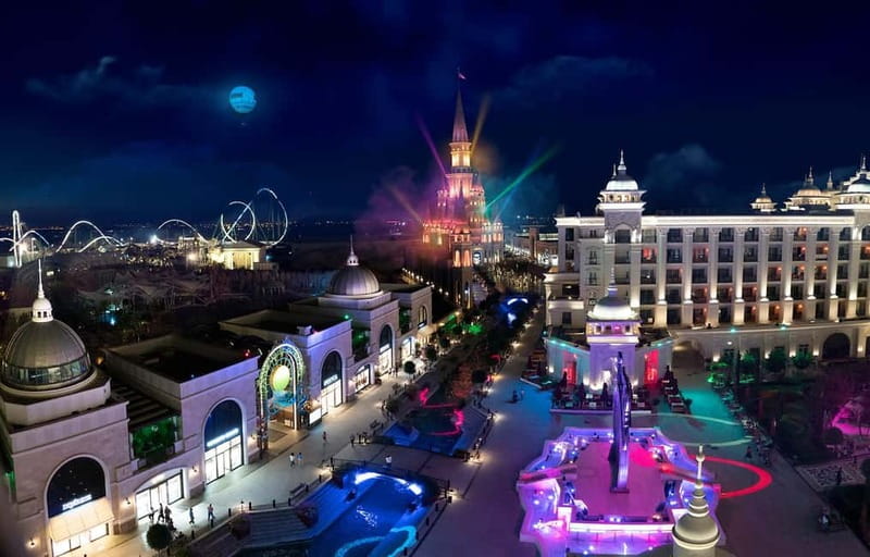 From Alanya, Side, Antalya: The Land of Legends Night Show - Lasers, water, music, and stage action