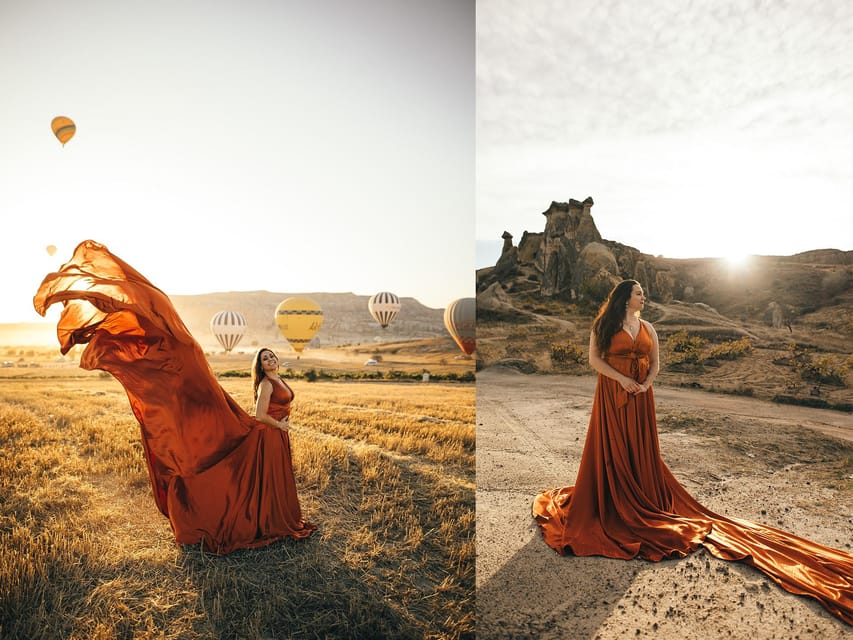 Göreme: Cappadocia Satin Flying Dress Rental - The photo shoot is separate