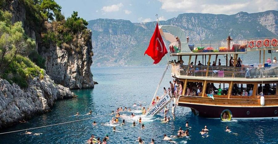 Kusadasi: Full-Day Boat Cruise w/ Lunch & Hotel Pickup - BBQ lunch with a view